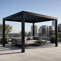 Pergola à lames orientables en aluminium personnalisée, motorisée, avec toit étanche, pour terrasse extérieure, jardin, cour arrière, directement de l'usine
