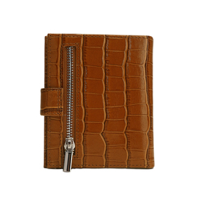 Portafoglio Personalizzato in Vera Pelle di Coccodrillo Marrone, Porta Carte di Credito Sottile da Uomo, Minimalista, Bifold - Product Image 3