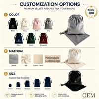 Sacs en velours avec cordon de serrage personnalisés, pochette en velours pour bijoux, pochette à cordon, pour l'emballage et le rangement de bijoux et de produits de beauté