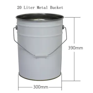 Ember logam 20 liter barel Drum kontainer disesuaikan bulat kimia timah cat ember dengan tutup Lug dan pegangan logam