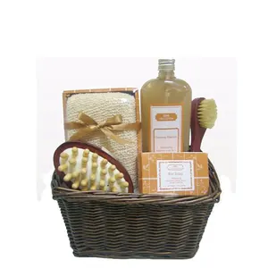Toptan özel özel etiket lüks spa erkek hediye setleri banyo sepeti Vitamin E Shea yağı Jojoba yağı organik banyo hediye seti