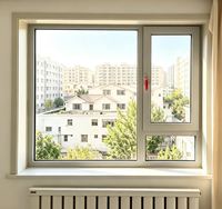 Ventana Abatible Moderna de Aluminio con Rotura de Puente Térmico, Vidrio Doble Aislante y Resistente al Agua para Edificios y Villas