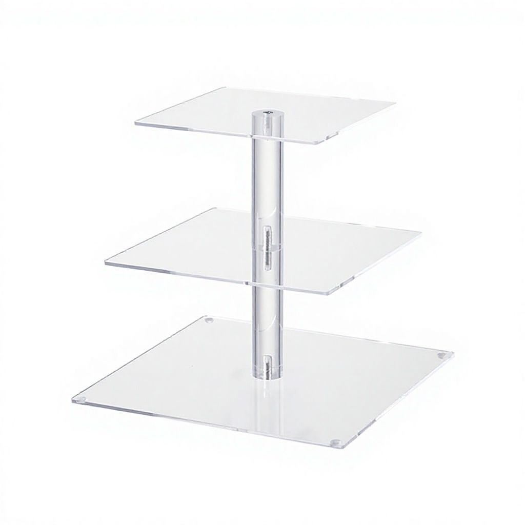Square-3-tier transparent cake stand