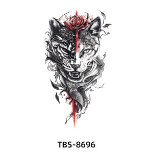 Tatouages temporaires d'animaux pour hommes, femmes, adultes, autocollants de tatouages loup, tigre, rose - Product Image 6