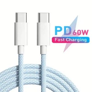 สายชาร์จไนลอน1เมตร2เมตร60วัตต์ PD ชาร์จเร็วชนิด C ไปยัง Type C สายข้อมูลโทรศัพท์มือถือสำหรับ IPH 15 - Product Image 1