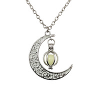 Série Halloween - Collier Pendentif Lune et Citrouille Lumineux, Accessoires de Bijoux Populaires pour Halloween, Vente Flash