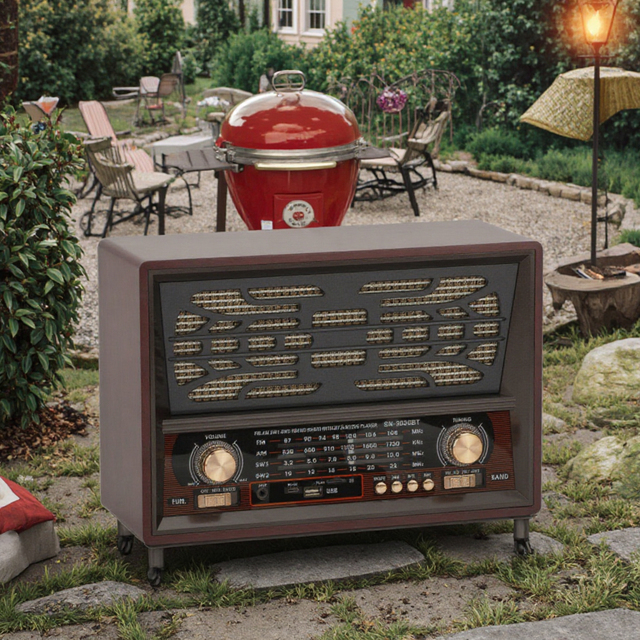 Retro Outdoor 4 Band FM/AM/SW1-2 Wooden Radio with Bluetooth & Music Player for Consumers