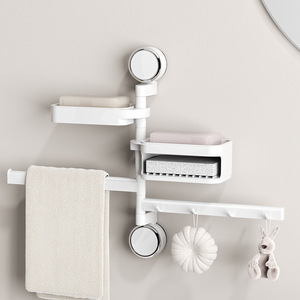 Imega Rotating Soap Dish Wall Mounted Plastic Self Drain Rectangular Bathroom Soap Holder With Suction Cup - Product Image 3