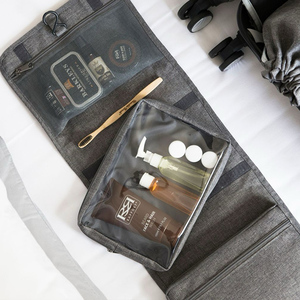 Bolsa de almacenamiento de cosméticos lavable de separación en seco y húmedo plegable impermeable de viaje Flexible multifunción de poliéster - Product Image 2