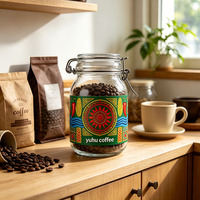Vente en gros de pots en verre ronds de 350 ml avec couvercle à clip métallique, boîte de conservation hermétique pour le café, pot de conservation alimentaire en verre, impression UV personnalisée
