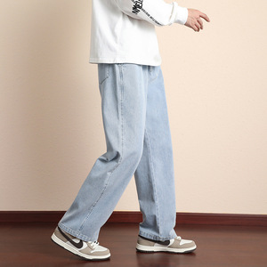 Jeans Denim Cropped da Uomo Nuovo Stile High Street OEM, Pantaloni Casual Larghi a Gamba Dritta Lavaggio Chiaro di Marca alla Moda per Ragazzi - Product Image 6