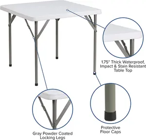 CYEN 2024 Vierkantkartentisch Dienstleistungs-Tisch Spiel Indoor Outdoor Hochleistungs-Tragbarer Kunststoff-Klapptisch