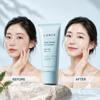 Crème solaire coréenne végane légère en gros, protection UV SPF 50 sans traces blanches, hydratante, pour usage quotidien