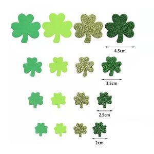 100 pièces/sac Confettis en mousse pailletés Trèfle de la Saint-Patrick, Confettis porte-bonheur pour fête irlandaise, Décoration de fête de la Saint-Patrick - Product Image 4