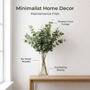 Decoraciones al por mayor: Planta verde artificial de siete ramas, hoja de eucalipto, hoja de dinero de tela. - Product Image 1