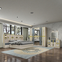Ensemble Complet de Chambre à Coucher King Size en MDF, Rangement, Tête de Lit Éclairée, Mobilier Moderne de Luxe pour Hôtel, Appartement et Hôpital
