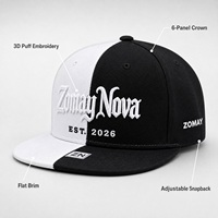 Gorras Snapback Personalizadas Zomay Nova al por Mayor, Gorras de 6 Paneles con Visera Plana, Bordado 3D en Relieve, Color Combinado, Estilo Urbano, Fábrica OEM
