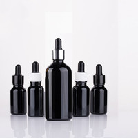 Flacon compte-gouttes en verre noir mat, vide, transparent, avec pompe, pour sérum liquide, stockage de produits capillaires et soins de la peau - Offre Spéciale