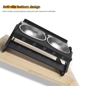 Cuenco elevado antideslizante con soporte ajustable en altura personalizado al por mayor comedero portátil moderno de acero inoxidable para mascotas con cuenco Doble - Product Image 4