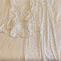 Ensemble de pyjama 2 pièces personnalisé pour femmes, imprimé floral, col en dentelle, haut à manches longues et pantalon, vêtements de nuit doux
