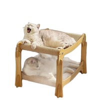 Nouveauté 2026 : Lit-griffoir moderne pour chat, double couche en corde de sisal, hamac en bois pour chat