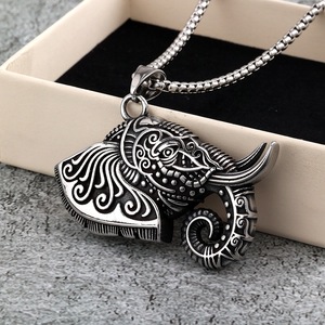 yunnique Stainless Steel Men's <b>Elephant</b> Pendant Themed Animal Design Party <b>Gift</b> Jewelry Fashion Accessory - Product Image 2