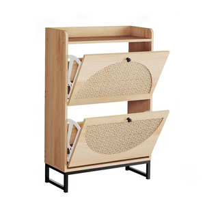 <span class=keywords><strong>Meuble</strong></span> à chaussures en rotin 2026, style moderne et simple, deux bacs, entrée étroite, pieds en fer vintage, meubles de maison - Product Image 6