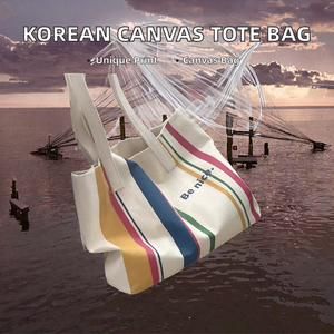 Bolso de Mano de Lona de Un Solo Hombro Edición Coreana <span class=keywords><strong>MECO</strong></span>, Línea Simple, Patrón Personalizado, Estilo Artístico, Tamaño Mediano, Cierre Personalizado, para Viajes Diarios - Product Image 2