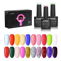 RONIKI Kit de Vernis à Ongles Semi-Permanent Couleur Gel UV 60 Pièces – Base, Top Coat et Émail pour Salon de Manucure