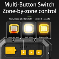 Lampe de travail multifonctionnelle avec panneau SMD, lumière rouge inférieure, commande à 3 boutons, réglage de la luminosité, USB Type C, base magnétique