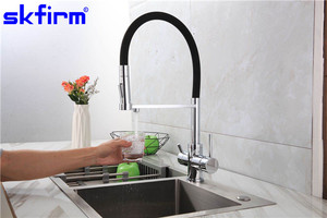 Robinet de cuisine <span class=keywords><strong>4</strong></span> en <span class=keywords><strong>1</strong></span> extractible, robinet d'eau pure en acier brossé, filtré, chaud et froid, robinet à quatre voies - Product Image 3