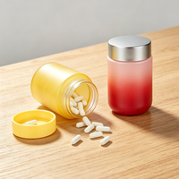 Vente en gros de flacons à pilules en plastique mat, contenants vides pour capsules, flacons de suppléments vitaminiques de couleur dégradée pour les soins de santé