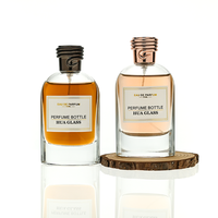 Vente en gros de flacons de parfum vides de 100 ml, rechargeables, étanches, avec un motif unique sur le bouchon, flacon en verre personnalisé avec boîte cadeau