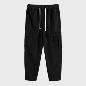 Pantalon en velours côtelé pour homme, automne 2025, coupe ample, jambe droite, jambe large, couleur unie, multi-poches, pantalon décontracté pour homme - Product Image 3