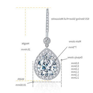 Boucles d'oreilles en argent en forme de poire avec moissanite VVS de la boutique de bijoux Rui Zun Fashion - Product Image 6