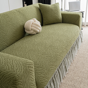 Housse de canapé en molleton Shake avec <span class=keywords><strong>jupe</strong></span> en dentelle antidérapante à haute élasticité et de couleur unie, adaptée à toutes les saisons - Product Image 4