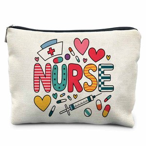 Maquillage infirmière motif multi-usages fermeture éclair toile sac cosmétique cadeau d'anniversaire de noël pour infirmière praticienne soins infirmiers - Product Image 4