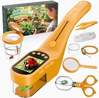 Handheld Monocular Microscope Kids Outdoor Explorer STEM Toy Full HD 2.4" IPS Screen Ergonomic Grip Science Kit Gift Boys