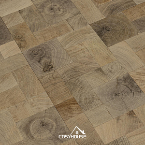 Plancher de blocs de bois de chêne à grain d'extrémité coupe croisée motif d'anneau annuel parquet artisanal pour appartement de villa de luxe et intérieur - Product Image 1