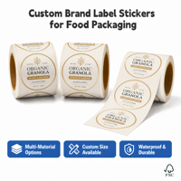 Étiquettes adhésives holographiques personnalisées durables en rouleau, impression de logo privé, pour emballage de céréales instantanées, snacks, aliments pour animaux, résistantes à l'huile