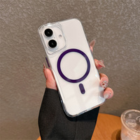L'étui de téléphone de mode magnétique transparent simple haut de gamme pour iPhone16 15promax 14 étui de protection contre les chutes 13 12 11