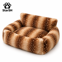 Canapé-lit pour chien en fausse fourrure de luxe, amovible, lavable, en peluche douce, lit confortable pour chat et chiot, personnalisable OEM