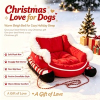 Lit pour chien en forme de traîneau de Noël, canapé d'hiver pour animaux de compagnie et lit pour chat, petit lit pour chien, respirant, chaud, en polyester, pour usage intérieur