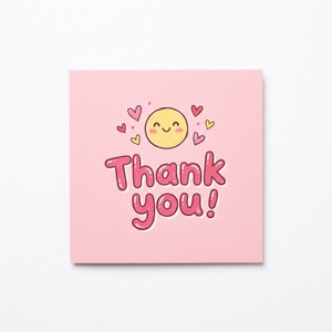 Biglietti di ringraziamento rosa Kawaii con design a cartoni animati, <span class=keywords><strong>stampa</strong></span> personalizzata del logo, per matrimoni, compleanni, regali aziendali, cancelleria OEM - Product Image 1