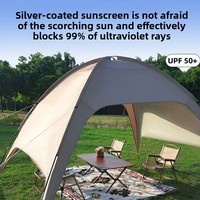 Dôme de camping extra-large quatre saisons avec auvent, abri solaire extérieur, tente de pique-nique portable, coupe-vent, imperméable, avec fenêtre de toit, en tissu Oxford 210D