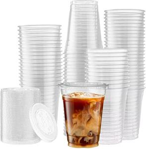 Vasos Desechables de Plástico PET Personalizados de 16 oz con Tapas Impresas para Café, Té de Burbujas, Jugo, Leche, Vino, Bebidas Frías - Product Image 1