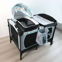 Baby Nursery Center Draagbare Gemakkelijk Vouwen Deluxe Opvouwbare Multifunctionele Babybedje Bed Met Opslag Pocket Luier Wisselaar