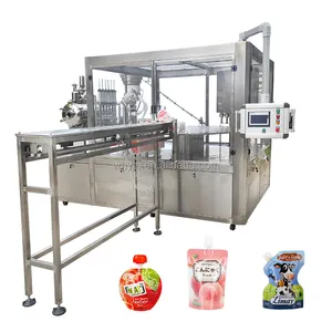 LG-XGX400 Automatic Rotary Premade Preformed Spout Soybean Milk Yogurt Nozzle Pouch Bag Packaging Filling Capping Machine