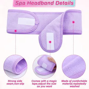 Vente en gros de bandeau de cheveux avec logo brodé sur mesure bandeau en microfibre bandeau maquillage douche bandeau spa