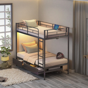 High-quality double iron bunk <b>bed</b> with <b>storage</b> for dormitory, bedroom, school apartment, modern steel <b>bed</b> frame, double <b>bed</b> - Product Image 3